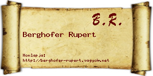 Berghofer Rupert névjegykártya